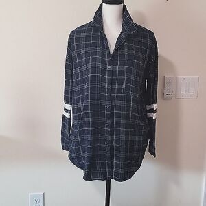 Forever 21 flannel shirt white varsity stripes Medium
